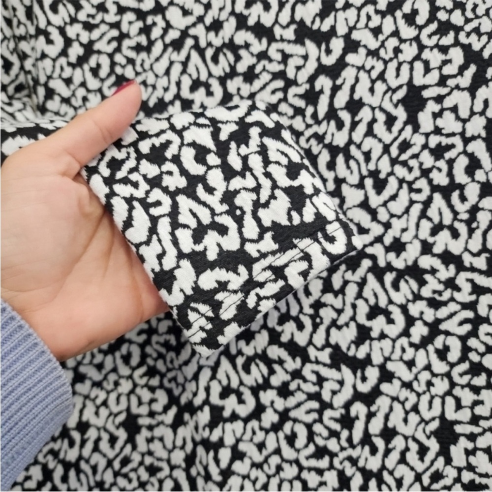 Reformation Black White print Long Sleeve Mini Dress Event Party Birthday - Picture 6 of 11